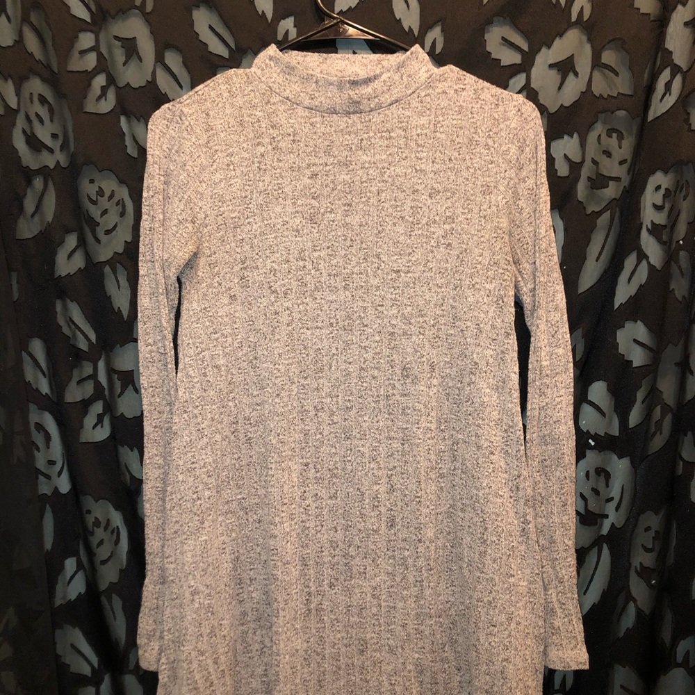 long sleeve grey mock turtleneck dress